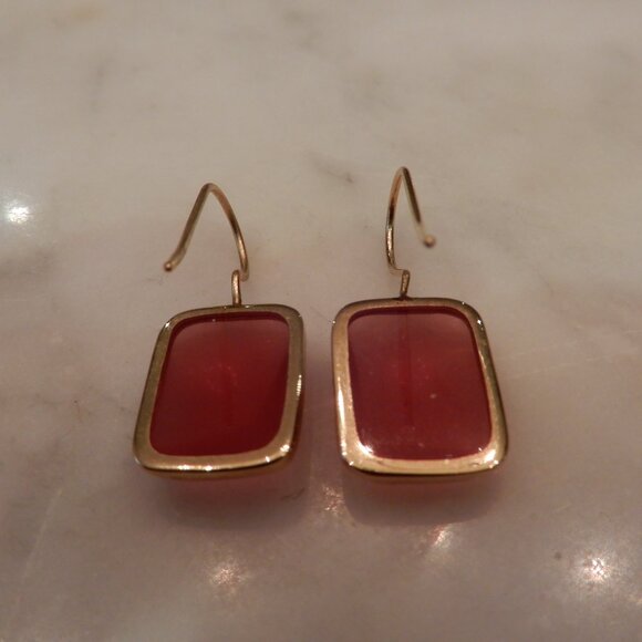 Hand Made Glass and Gold Tone Earrings - Picture 3 of 4